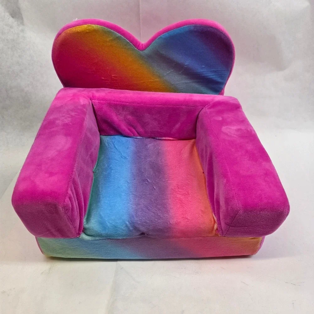 Build-A-Bear Plush Sofa‎ Bed Heart Rainbow Ombre Flip Open Chair 027878